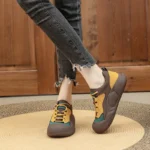 Originality™ Retro Color-Blocked Women Sneakers | Genuine Leather Vulcanized Shoes 5