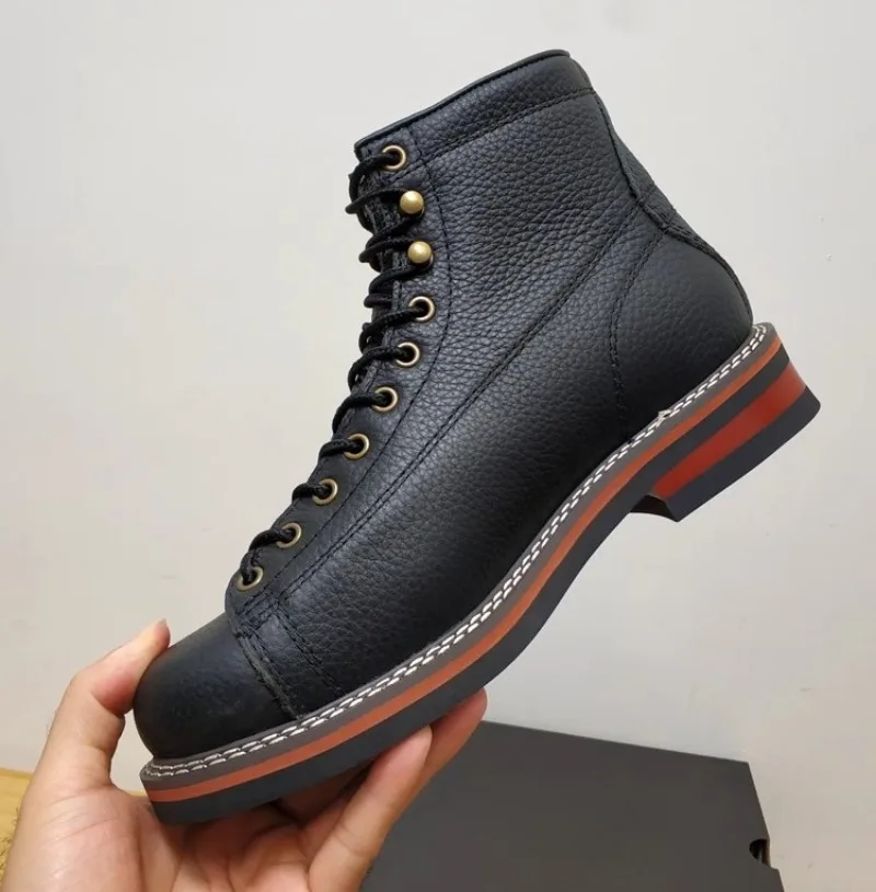 Ironbound™ Handmade Men’s Leather Work Boots – British Style High-Top Motorcycle Ankle Boots 11