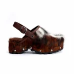 WildCharm™ Women Platform Fur Clogs – Vintage Studded Cowboy Sandals with Buckle & Arch Support 6