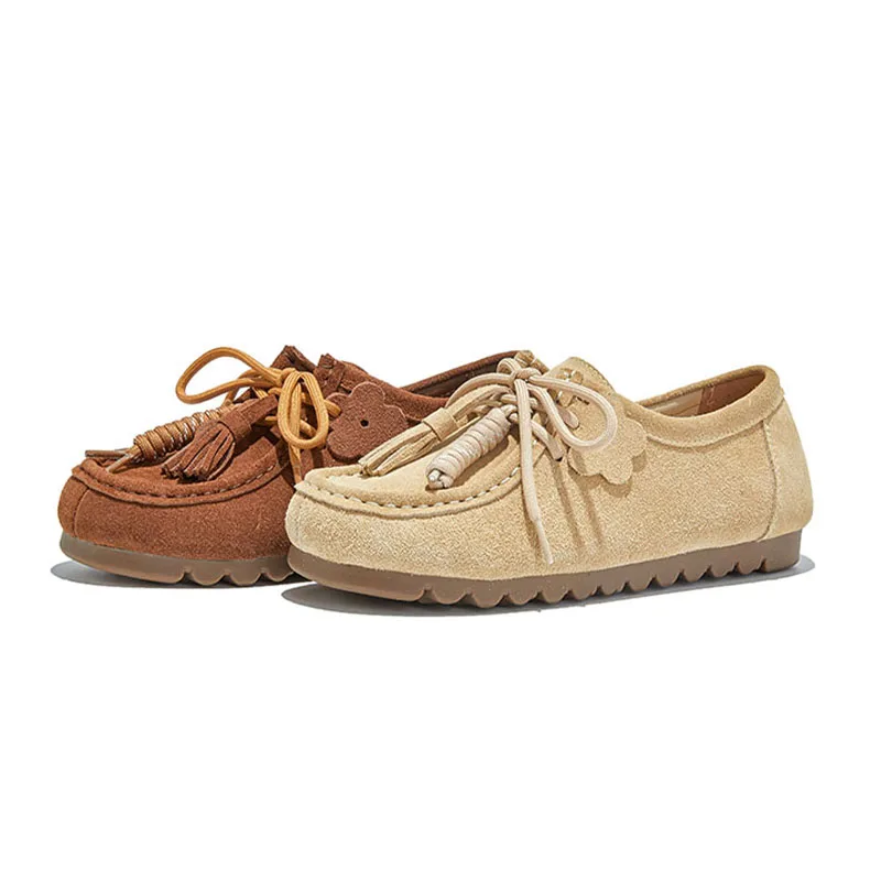 EleganceEase™ Women’s Genuine Leather Lace-Up Flats – Cow Suede Round-Toe Office Lady Shoes 3