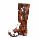 AlpinaMuse™ Luxury Women's Handmade Calf Hair Winter Knee-High Platform Boots – Wool Lined Studded Leather Zip Boots 1