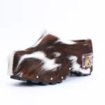 LuxeNest™ Handmade Studded Platform Fur Slippers – Natural Calf Hair Leather-Lined Wedge Clogs with Arch Support 6