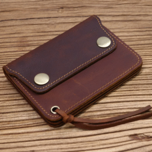 HeritageCraft™ Men's Genuine Leather Short Wallet – Handmade Cowhide Trifold with Zipper Coin Pocket