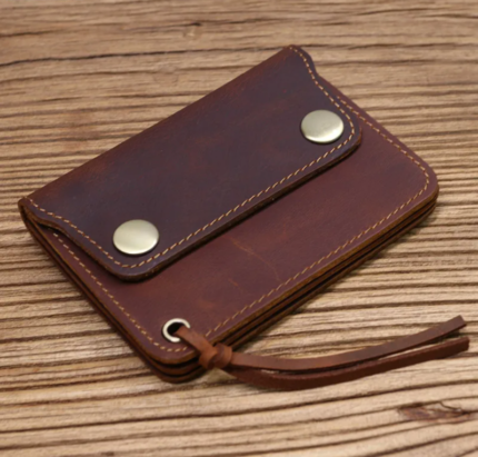 HeritageCraft™ Men's Genuine Leather Short Wallet – Handmade Cowhide Trifold with Zipper Coin Pocket