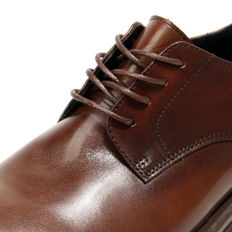 Platridge™ Handmade Men Platform Leather Shoes – Casual Cowhide Lace-Up Spring/Autumn Footwear 6