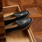 Timeless Elegance™ Men’s Handmade Suede Linen Loafers – Wooden Sole Summer Slip-On Dress Shoes 6