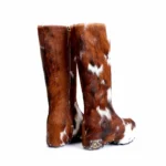 AlpinaMuse™ Luxury Women's Handmade Calf Hair Winter Knee-High Platform Boots – Wool Lined Studded Leather Zip Boots 3
