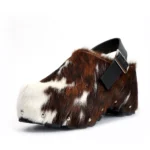 AlpinaMuse™ Women Designer Calf Hair Winter Fur Clogs – Wool Lined Platform Mules with Leather Buckle Strap 1