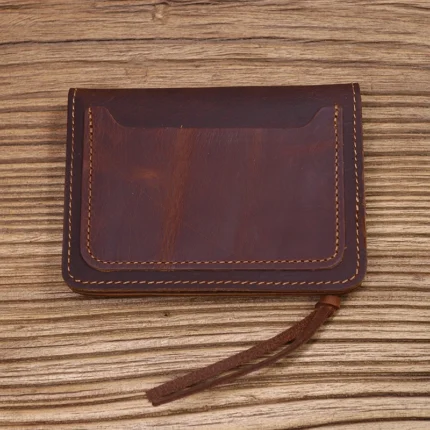 HeritageCraft™ Men's Genuine Leather Short Wallet – Handmade Cowhide Trifold with Zipper Coin Pocket 2