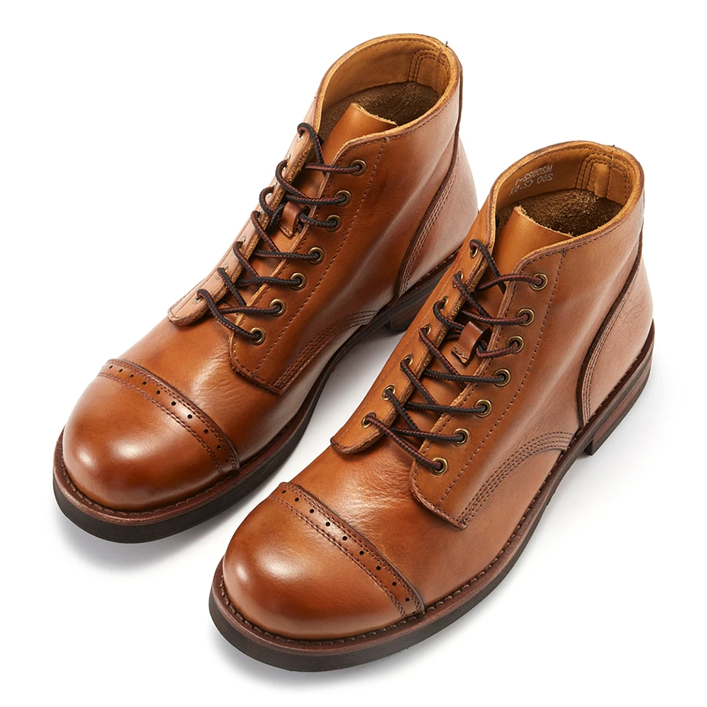 IronRidge™ Handmade Men Combat Boots – Waterproof Cow Leather Retro Outdoor Ankle Boots 1