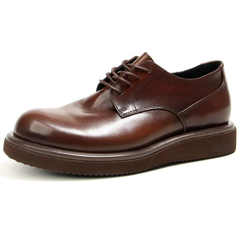 Platridge™ Handmade Men Platform Leather Shoes – Casual Cowhide Lace-Up Spring/Autumn Footwear 2