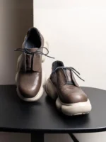 ElevateCraft™ Handmade Leather Casual Sneakers – Men’s Height Increasing Round Toe Platform Shoes 3