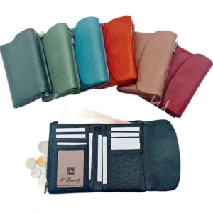 EleganceFold™ Women’s Genuine Cow Leather Trifold Wallet – Short Coin Purse & Card Holder Clutch 1