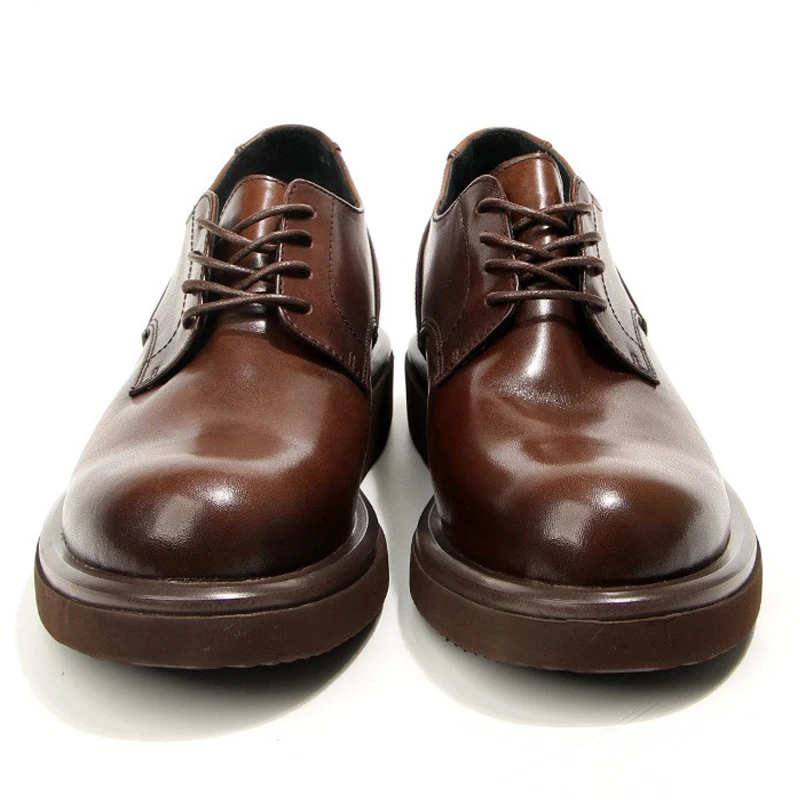 Platridge™ Handmade Men Platform Leather Shoes – Casual Cowhide Lace-Up Spring/Autumn Footwear 3