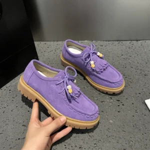 Heritage Step™ Women’s Suede Moccasins – Lace-Up Thick-Soled Loafers for Spring & Autumn 2