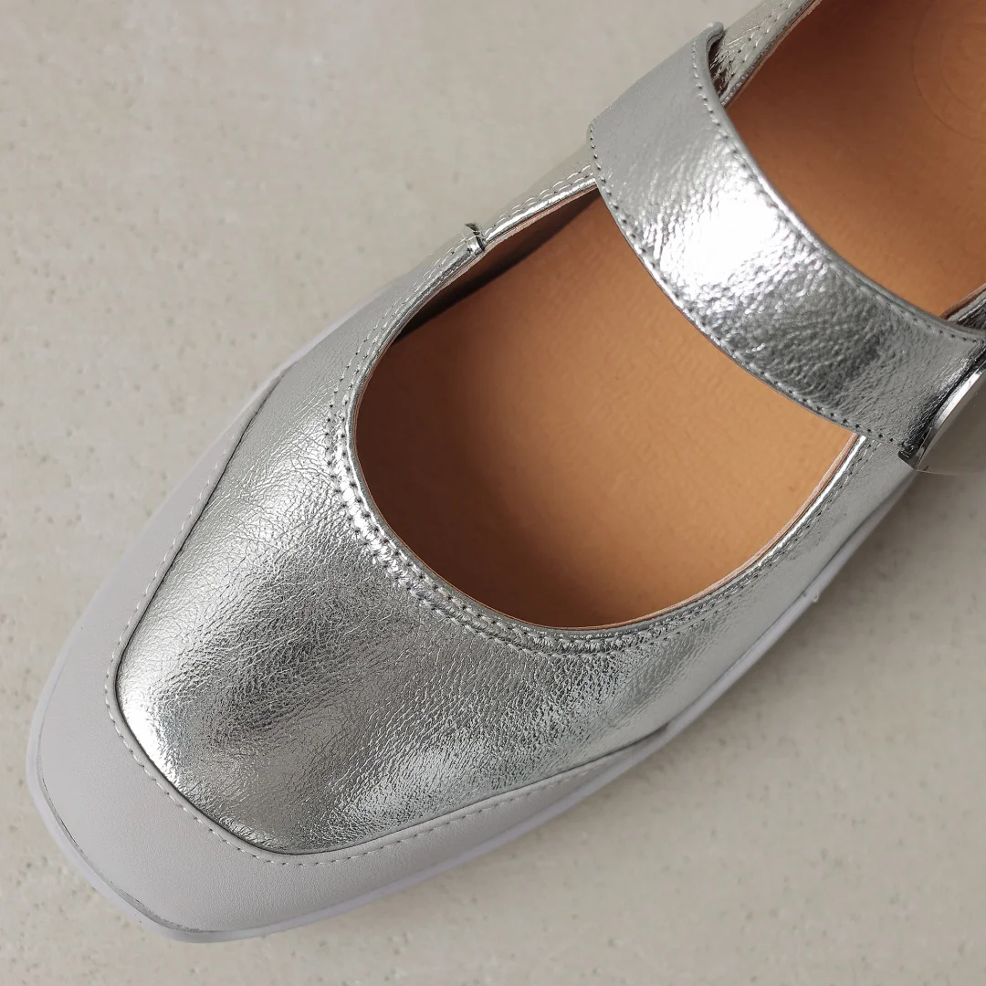 EleganceStep™ Women’s Sheepskin Square Toe Flats – Comfortable Slip-On Loafers with Metal Accent 4