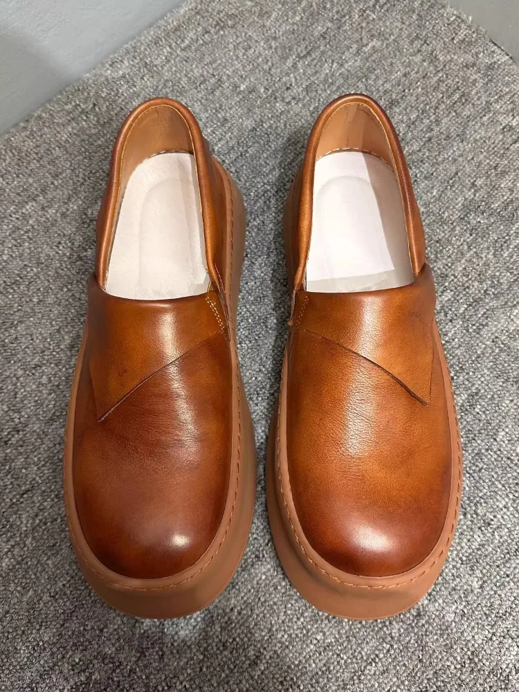 UrbanEase™ Men’s Genuine Leather Platform Loafers – Summer Slip-On Vintage Casual Shoes 4