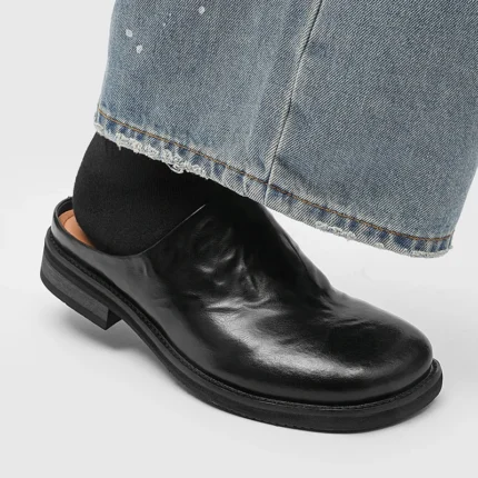 GrandeurStep™ Men Leather Mules – Luxury Backless Loafers with Split Leather & Metal Trim 2