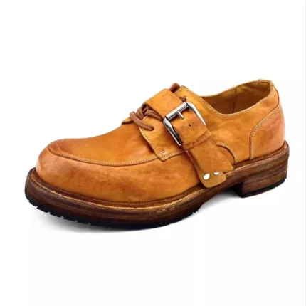 IronTread™ Handmade Horsehide Derby Shoes – Men's Thick Sole Retro Leather Work Shoes 1