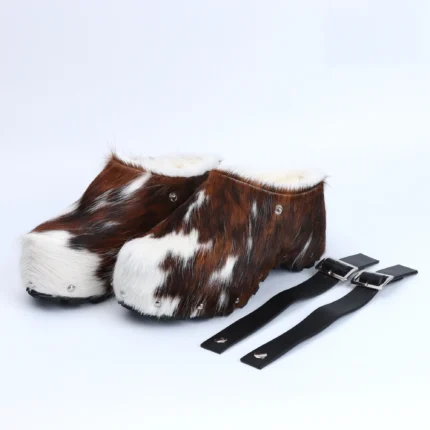 AlpinaMuse™ Women Designer Calf Hair Winter Fur Clogs – Wool Lined Platform Mules with Leather Buckle Strap 2