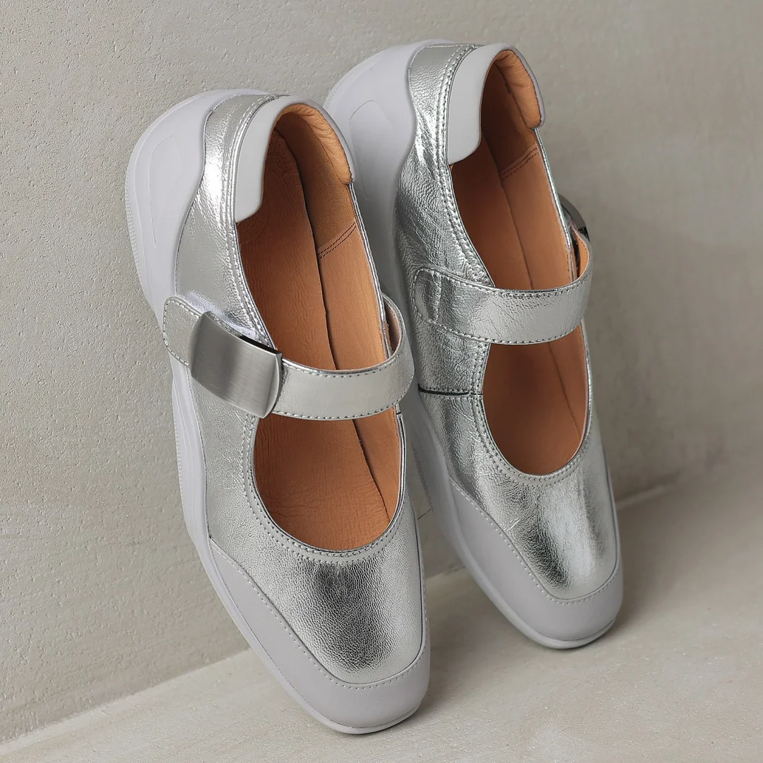 EleganceStep™ Women’s Sheepskin Square Toe Flats – Comfortable Slip-On Loafers with Metal Accent 3