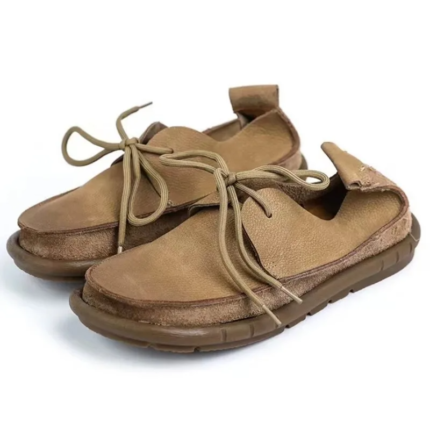 Velina™ Handmade Leather Women Flats – Retro Round Toe Shallow Slip-On Loafers