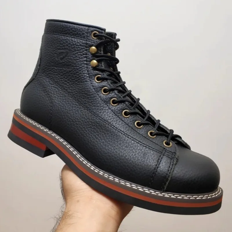 Ironbound™ Handmade Men’s Leather Work Boots – British Style High-Top Motorcycle Ankle Boots 2