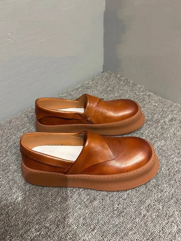 UrbanEase™ Men’s Genuine Leather Platform Loafers – Summer Slip-On Vintage Casual Shoes 3