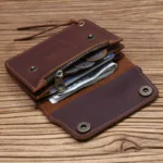 HeritageCraft™ Men's Genuine Leather Short Wallet – Handmade Cowhide Trifold with Zipper Coin Pocket 5