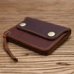 HeritageCraft™ Men's Genuine Leather Short Wallet – Handmade Cowhide Trifold with Zipper Coin Pocket 3