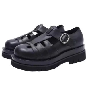 Retro Roman™ Men’s Gladiator Sandals – Genuine Leather Woven Platform Height Increasing Summer Shoes 1