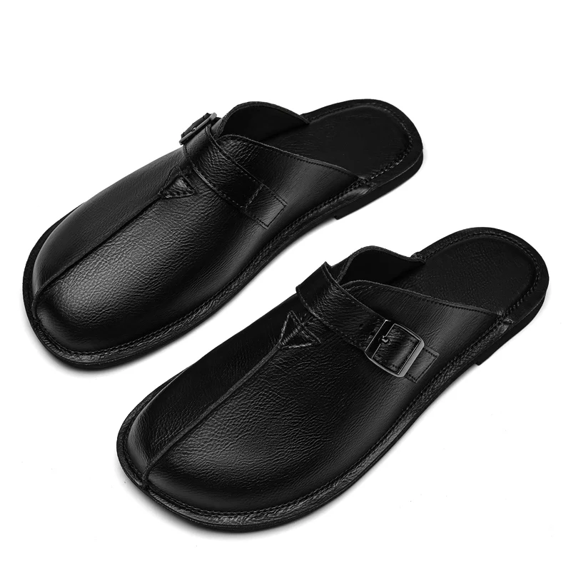 Classic Men’s Leather Summer Slippers – Lightweight Outdoor Half-Drag Sandals 5