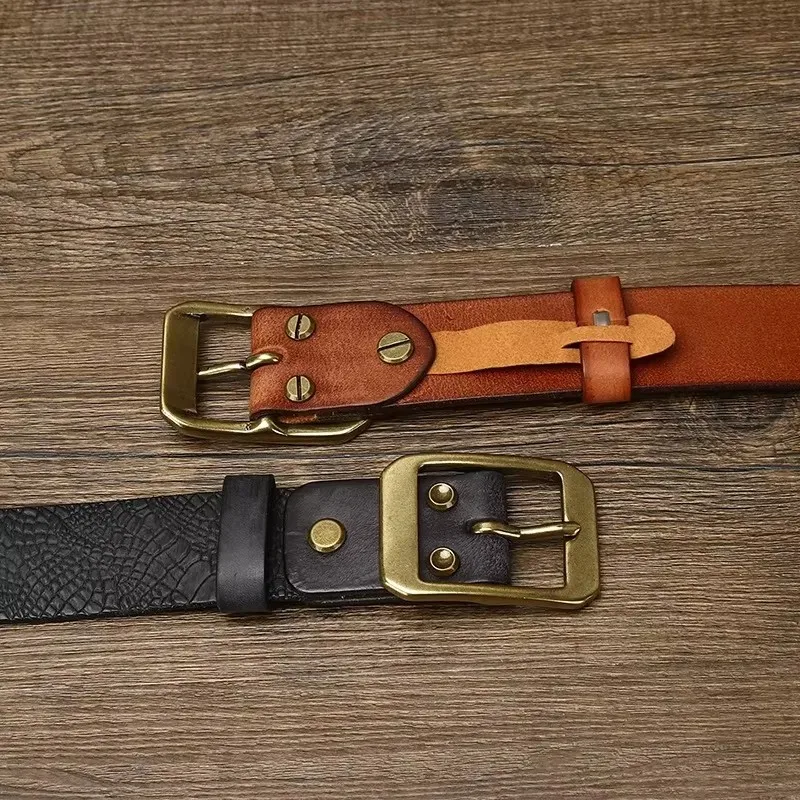 UNITYPUREMAX™ 3.8CM Men’s Retro Cowboy Leather Belt – Copper Pin Buckle 6