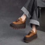 RetroLuxe™ Women’s Genuine Leather Platform Sneakers – Retro Flat Thick Heel Casual Shoes 2