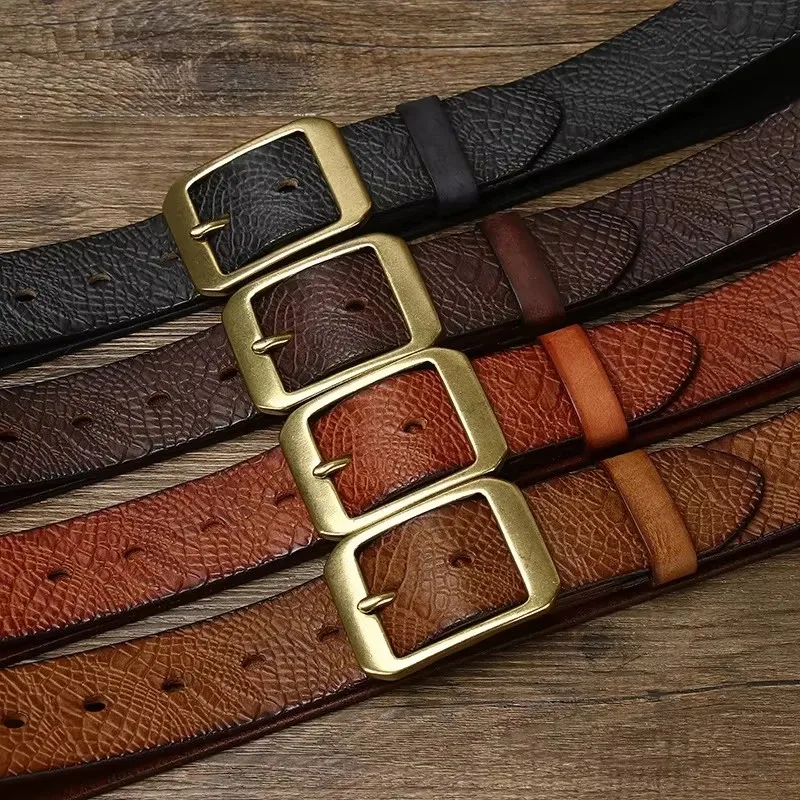 UNITYPUREMAX™ 3.8CM Men’s Retro Cowboy Leather Belt – Copper Pin Buckle 5
