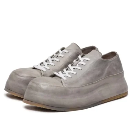 UNITYPUREMAX™ Washed Horse Leather Couple Sneakers – Retro Thick Sole Genuine Leather Casual Shoes 1