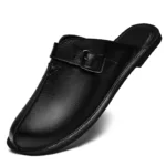 Classic Men’s Leather Summer Slippers – Lightweight Outdoor Half-Drag Sandals 3