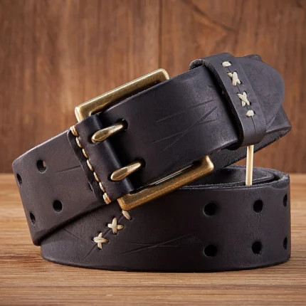 UNITYPUREMAX™ 3.8CM Men’s Genuine Leather Tactical Belt – Double-Needle Buckle 2