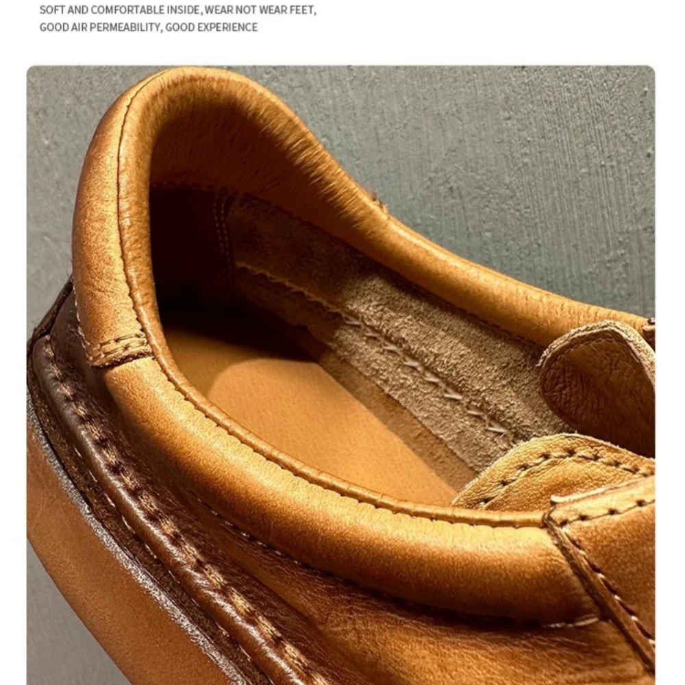 Vintage Handmade Cowhide Casual Shoes for Men | UNITYPUREMAX Thick Sole Round Toe Lace-Up 5