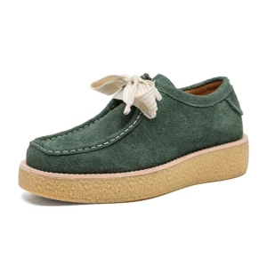 Thick-Soled Luxurious Suede Derby Sneakers – Unisex Handmade Casual Spring Shoes 3