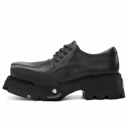 British Original™ Black Silver Derby Shoes – Genuine Leather Casual Dress Footwear 2