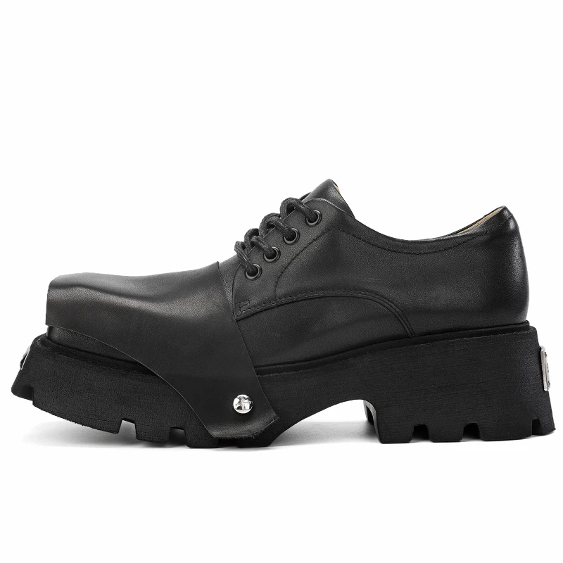 British Original™ Black Silver Derby Shoes – Genuine Leather Casual Dress Footwear 2