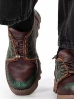 UNITYPUREMAX™ Handmade Vintage Men’s Patchwork Derby Shoes – Genuine Cowhide Leather 4
