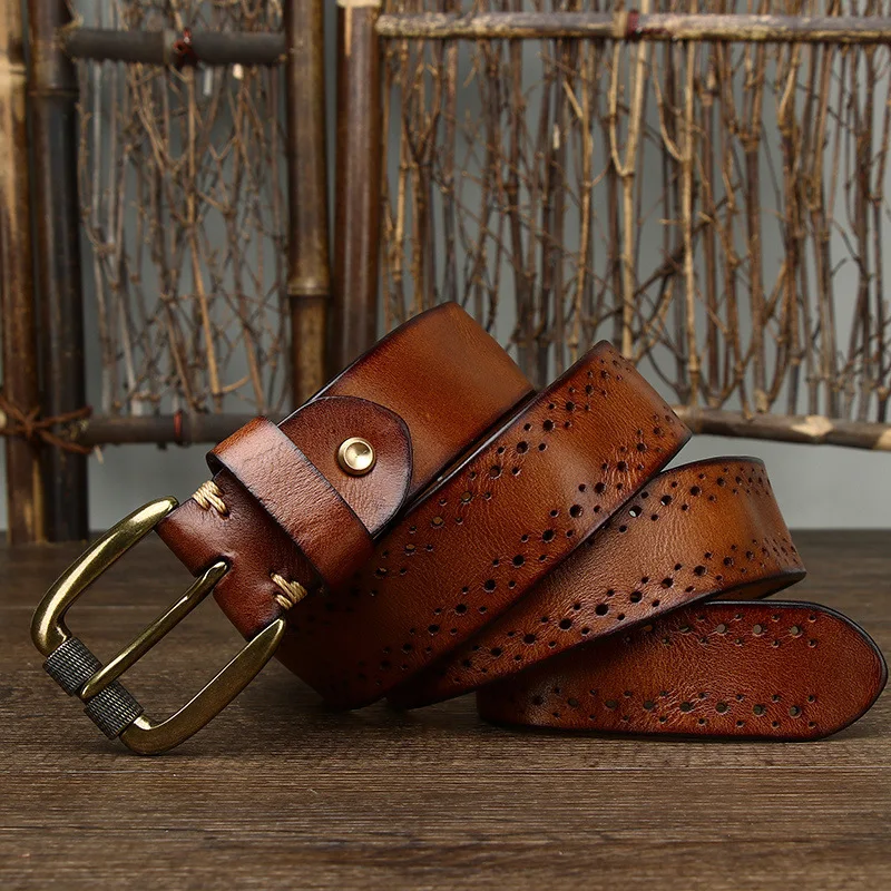 UNITYPUREMAX™ Unisex 3.8CM Vintage Genuine Leather Belt – Italian Cowhide Pin Buckle 6
