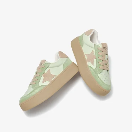StarLuxe™ Handmade Women’s Leather Sneakers – Mixed Color Star Trainers with 3.9cm Heel 3