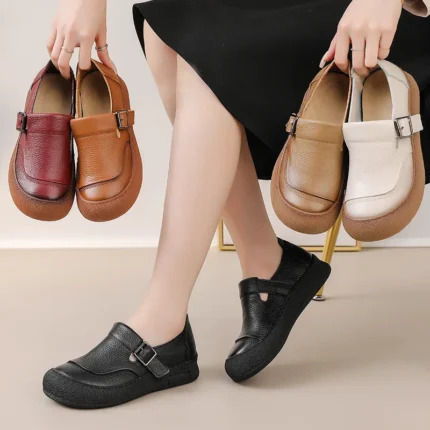 Original Natural Leather Women’s Flats – Vintage Loafers 1