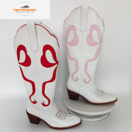 BowRider™ Women’s Pink Knee-High Cowgirl Boots – Western Pull-On Cowboy Boots with Bow 1