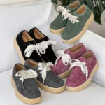 Thick-Soled Luxurious Suede Derby Sneakers – Unisex Handmade Casual Spring Shoes 1