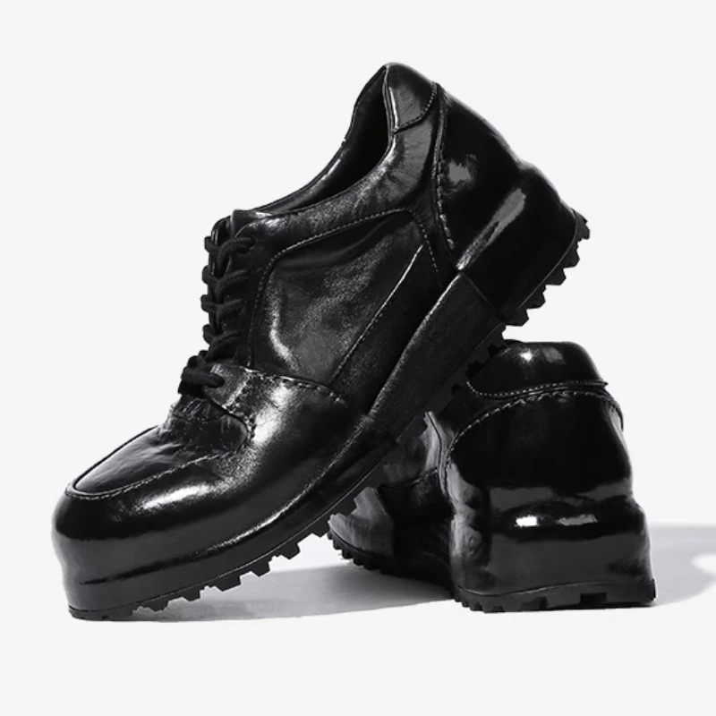 UNITYPUREMAX™ Handmade Retro Board Shoes – Men’s Cowhide & Horsehide Leather Sneakers, Goodyear Thick Sole Casual Dad Shoes 5