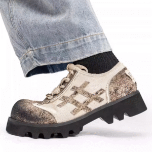 Designer Men’s Leather & Canvas Platform Casual Shoes – UNITYPUREMAX